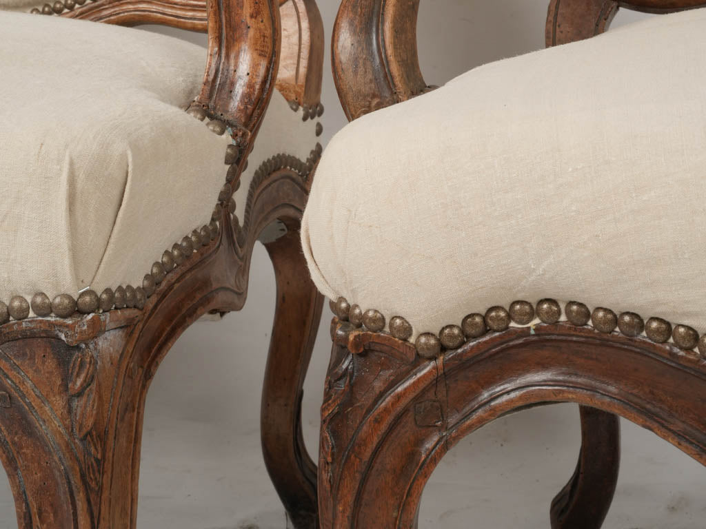 Parisian Style Linen Upholstered Armchairs