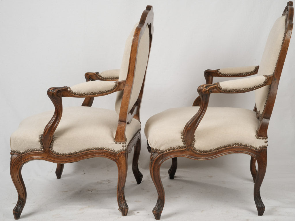 Sturdy Linen Upholstered Armchairs