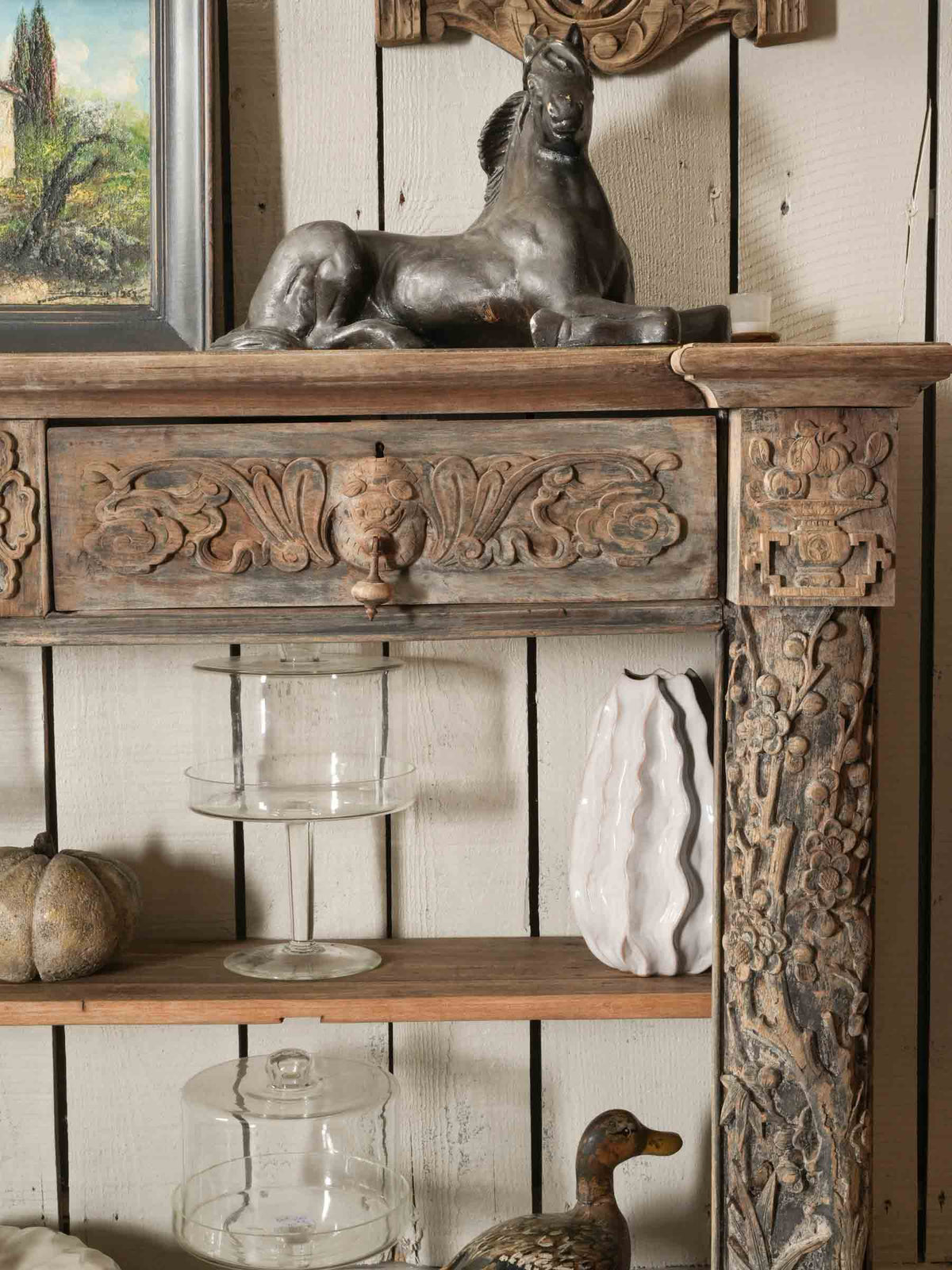 Carved Wooden Console Assembled from Antique Elements - 56¾"