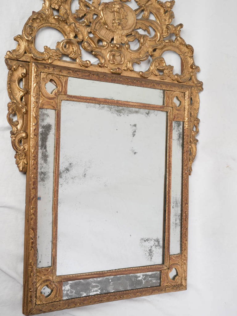 Antique French Giltwood Mirror w/ Elaborate Openwork Crest - 44" x 29½"