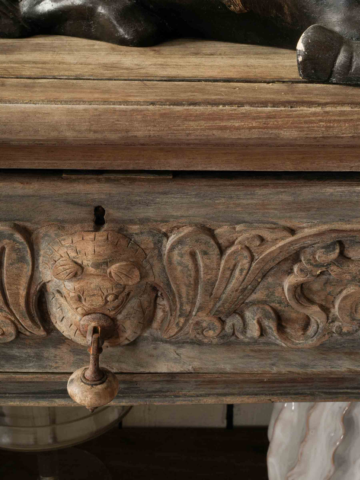 Carved Wooden Console Assembled from Antique Elements - 56¾"