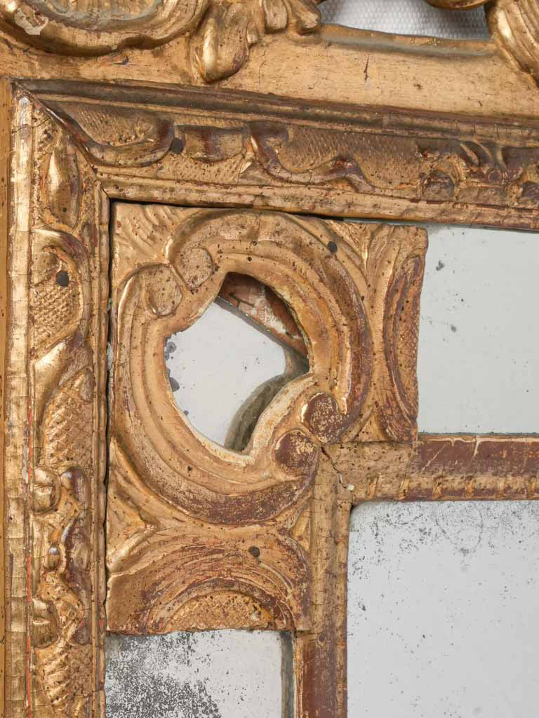 Antique French Giltwood Mirror w/ Elaborate Openwork Crest - 44" x 29½"