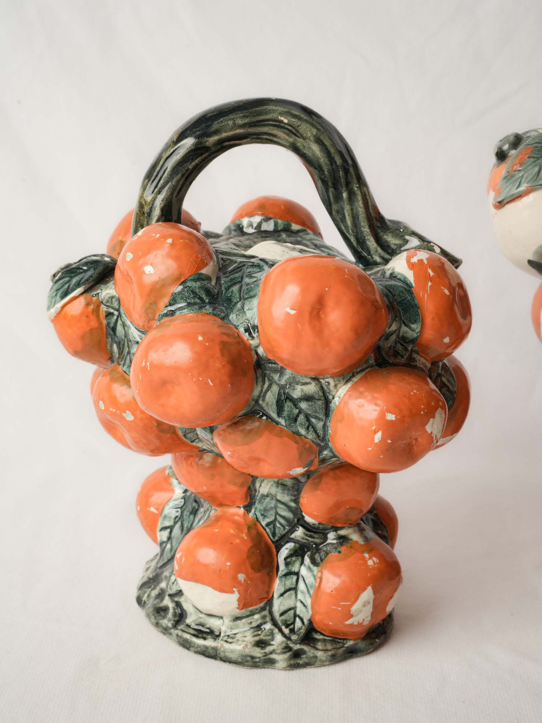 Pair of Graduated Spanish Orange-Shaped Ceramic Jugs, Circa 1960 - 11¾"