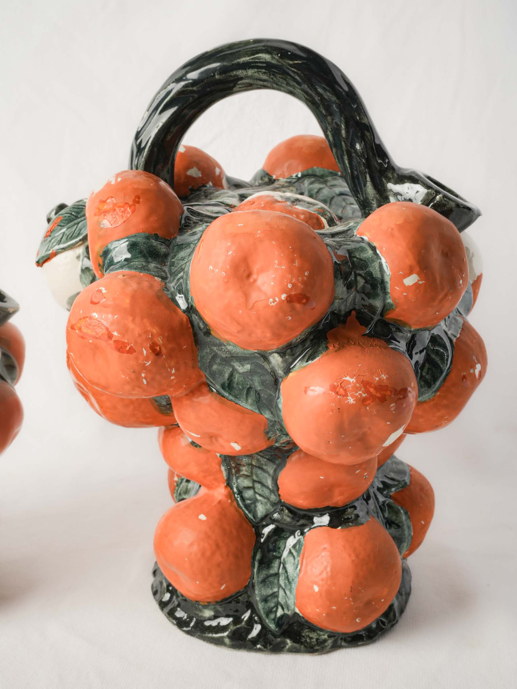 Pair of Graduated Spanish Orange-Shaped Ceramic Jugs, Circa 1960 - 11¾"