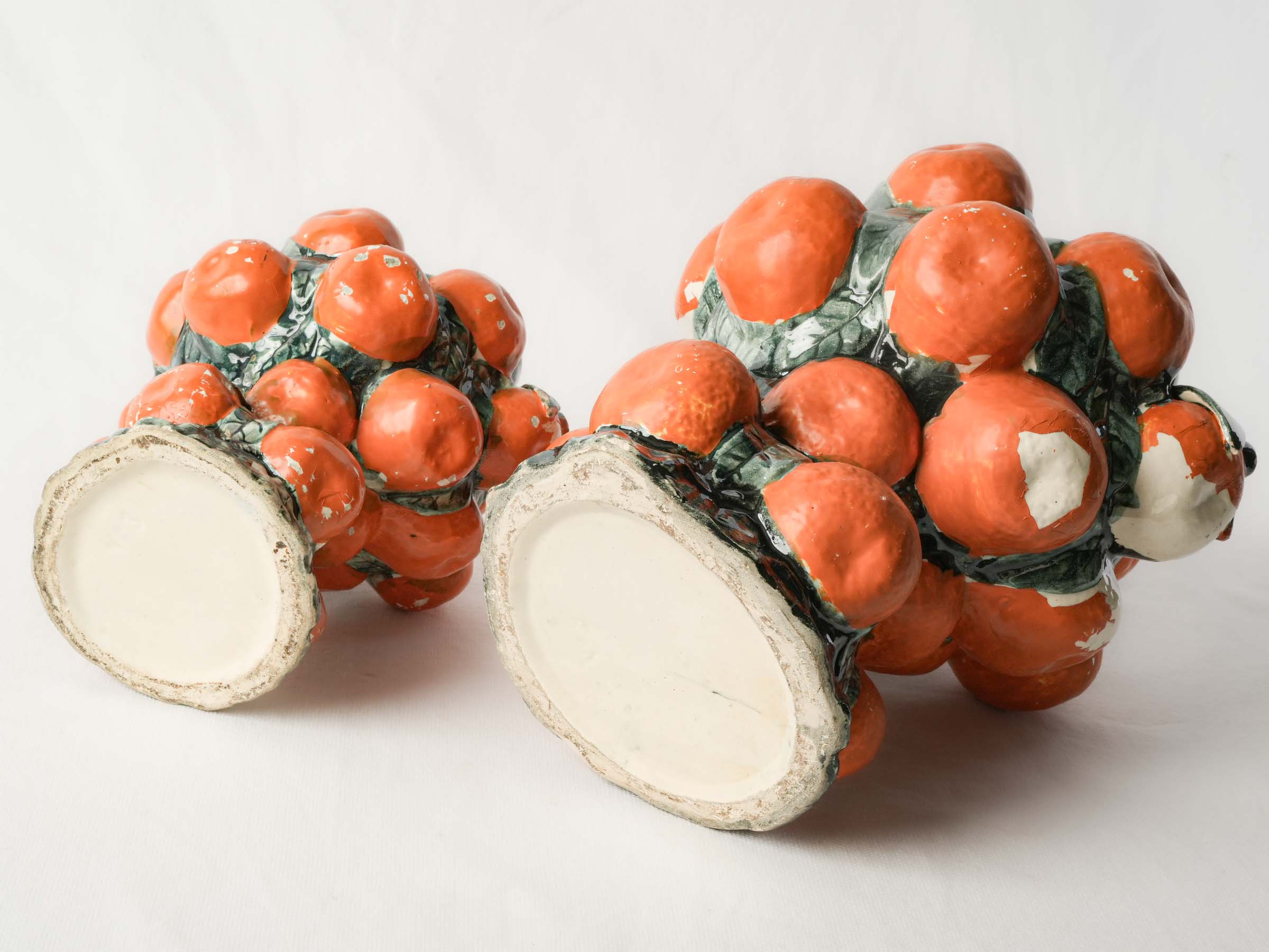 Pair of Graduated Spanish Orange-Shaped Ceramic Jugs, Circa 1960 - 11¾"