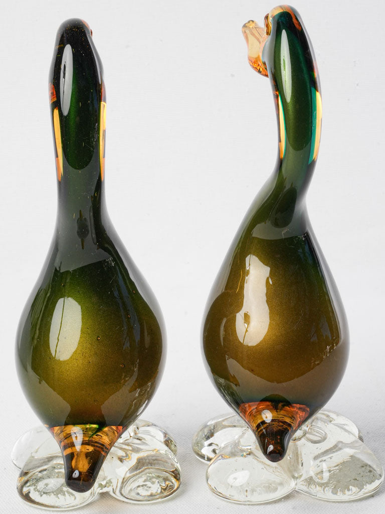 Artistic collectible glass duck sculptures
