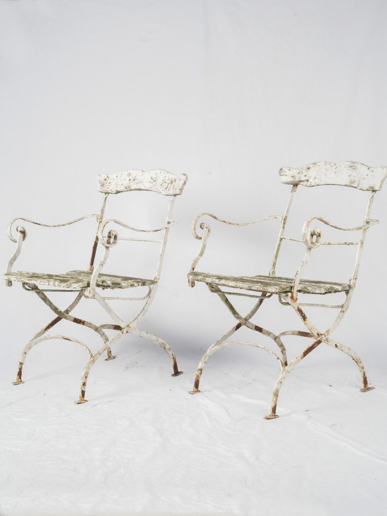 Rustic French countryside garden chairs