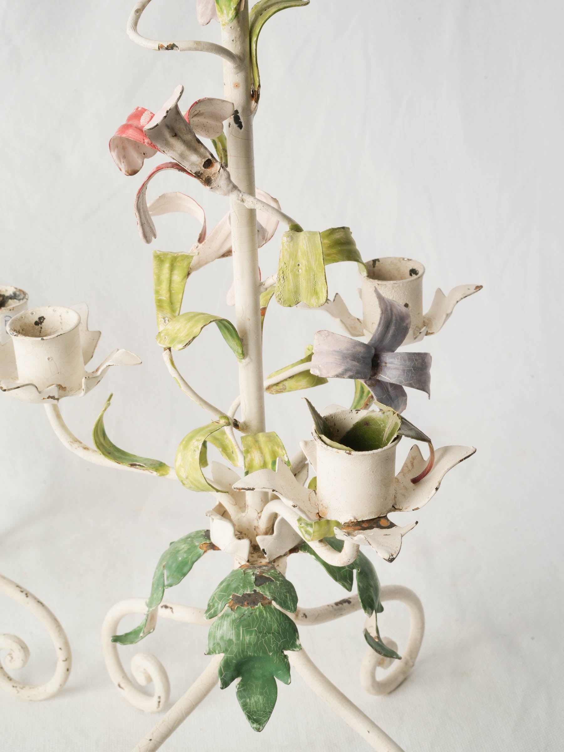 Pair of Romantic Floral Candelabra, French or Italian, c. 1950 - 19"