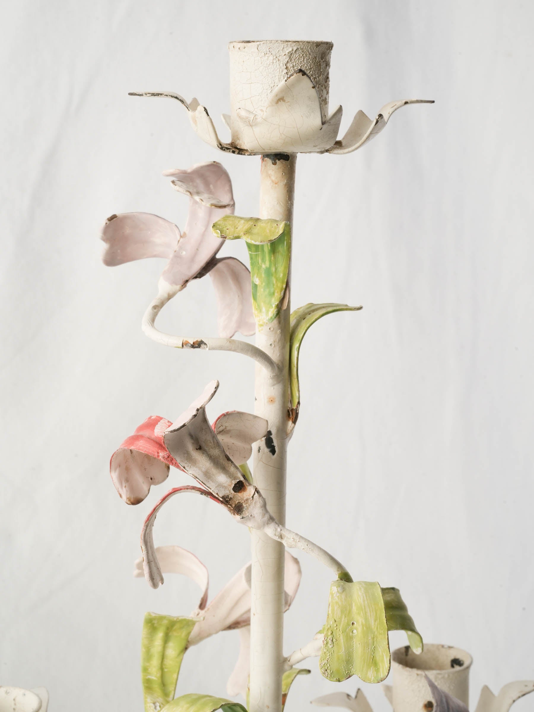 Pair of Romantic Floral Candelabra, French or Italian, c. 1950 - 19"
