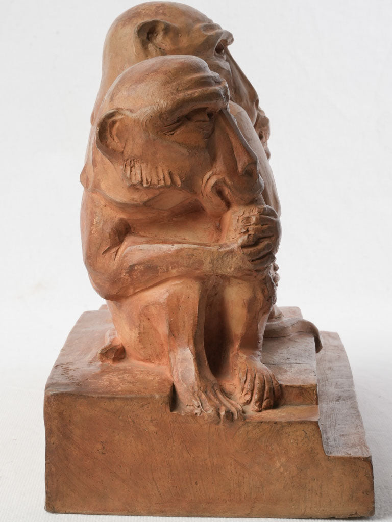 Narrative scene monkey figurine