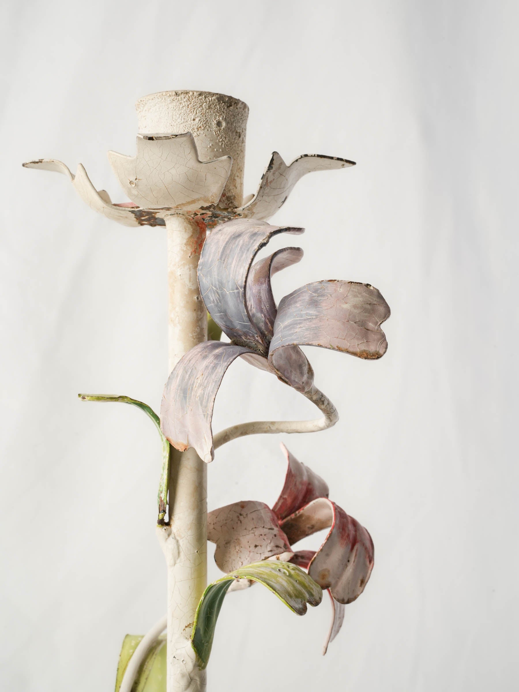 Pair of Romantic Floral Candelabra, French or Italian, c. 1950 - 19"