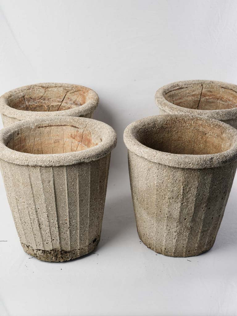 Classic aged concrete garden planters