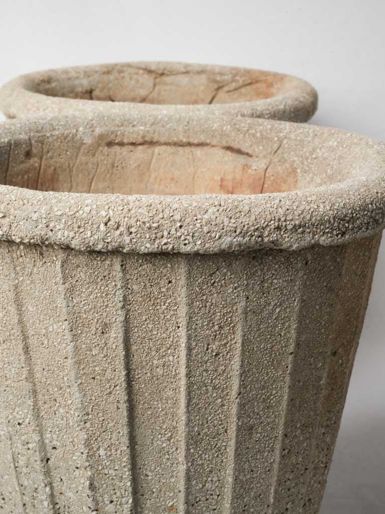 Sturdy antique concrete garden urns