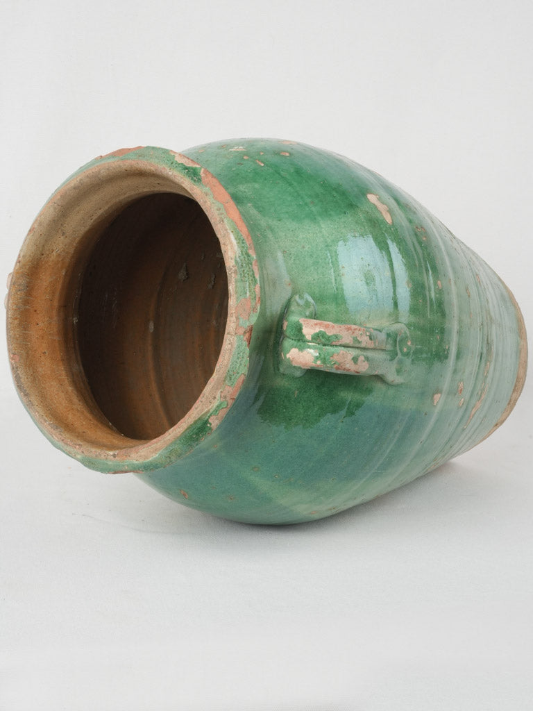 Old French Tournac green glaze jar