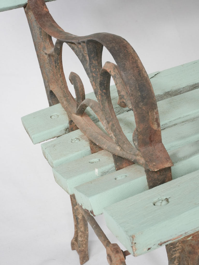 Antique French slatted garden bench - cast iron & timber 48"