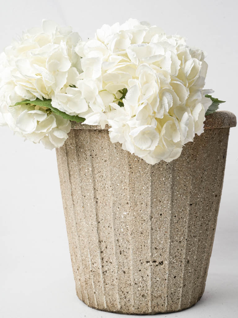 Vintage fluted concrete garden pots