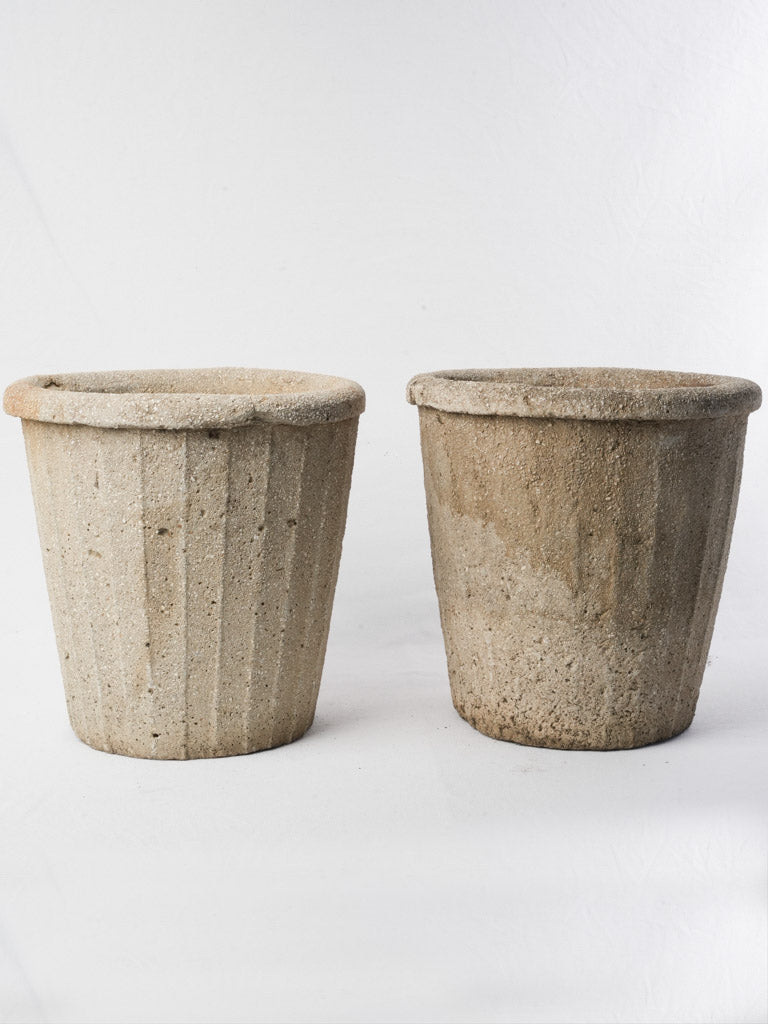 Textured 1950s style concrete pots