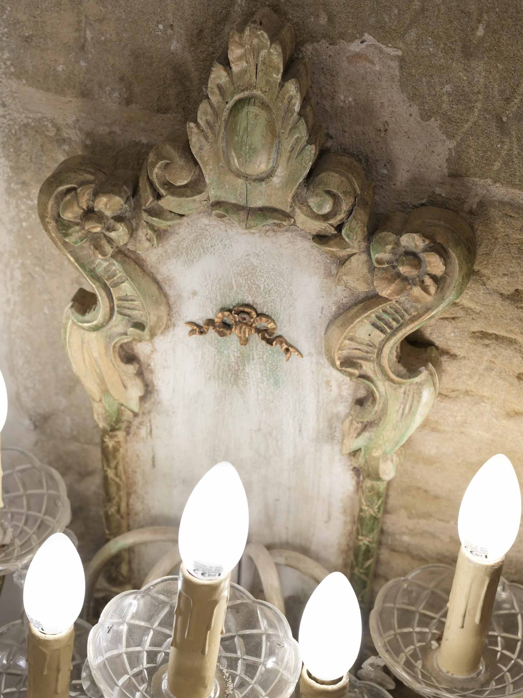Mid 20th century Neo-Rococo Five-Light Wall Sconce w/ Crystal Prisms - 25¼"