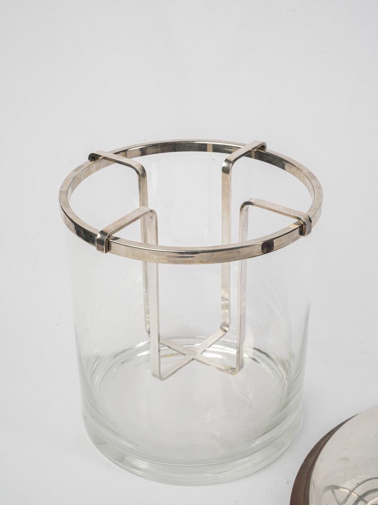Polished silverplate bucket on stand