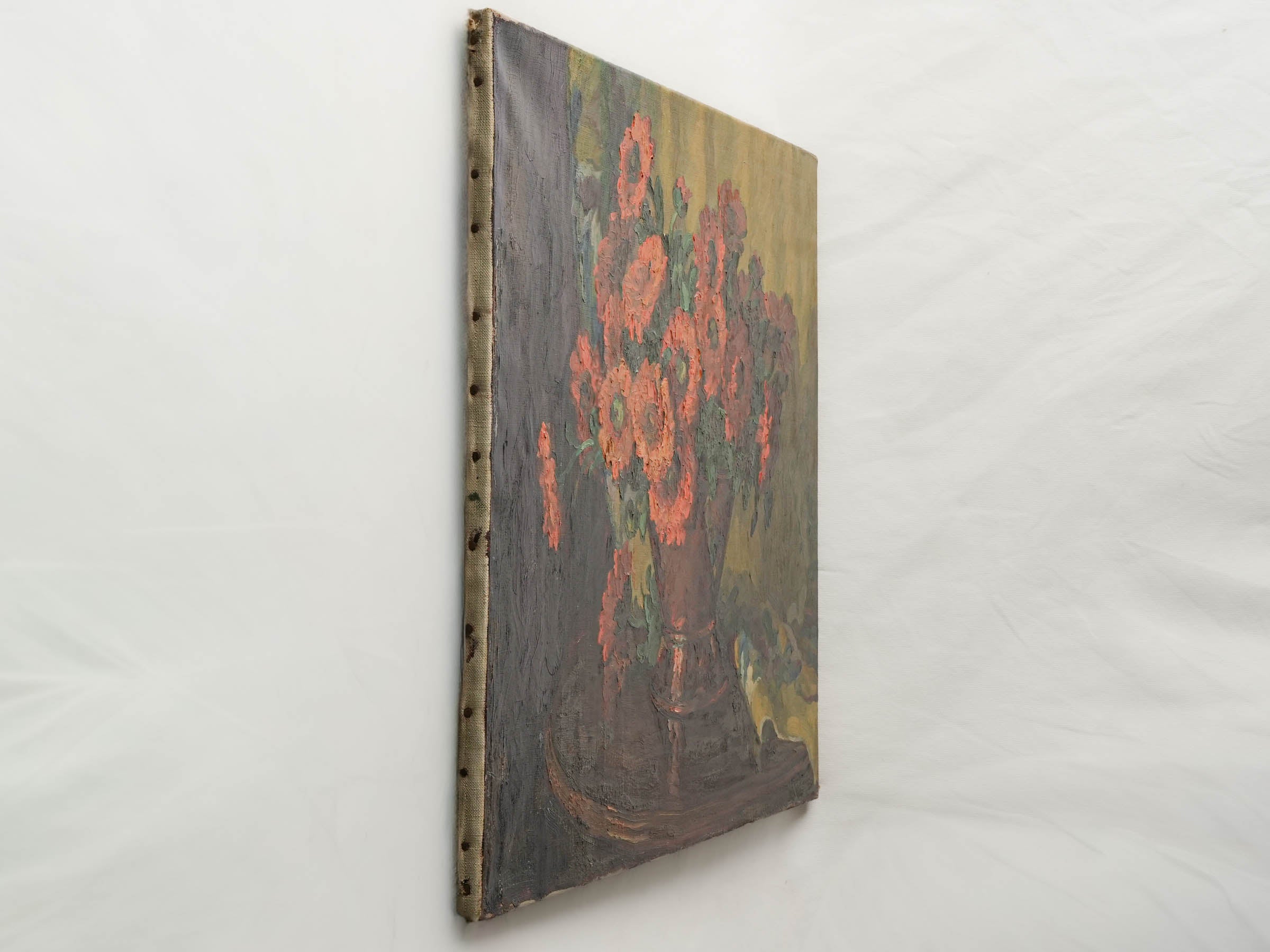 Mid-20th Century Oil on Canvas of Marigolds in a Copper Pot - 21¼" x 25½"
