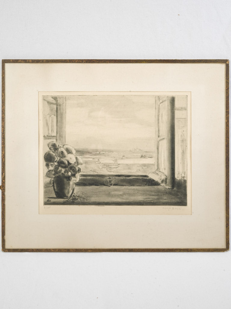 Seascape Through an Open Window - Signed & Numbered Lithograph by Anna Bass - 12½" x 14½"