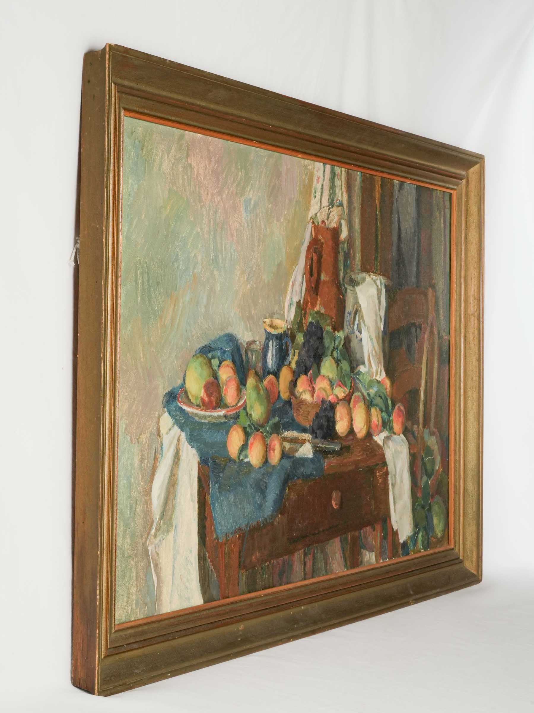 Large French Still Life with Fruit by Bernard Pidoux, Signed and Dated 1934 - 31" x 45"
