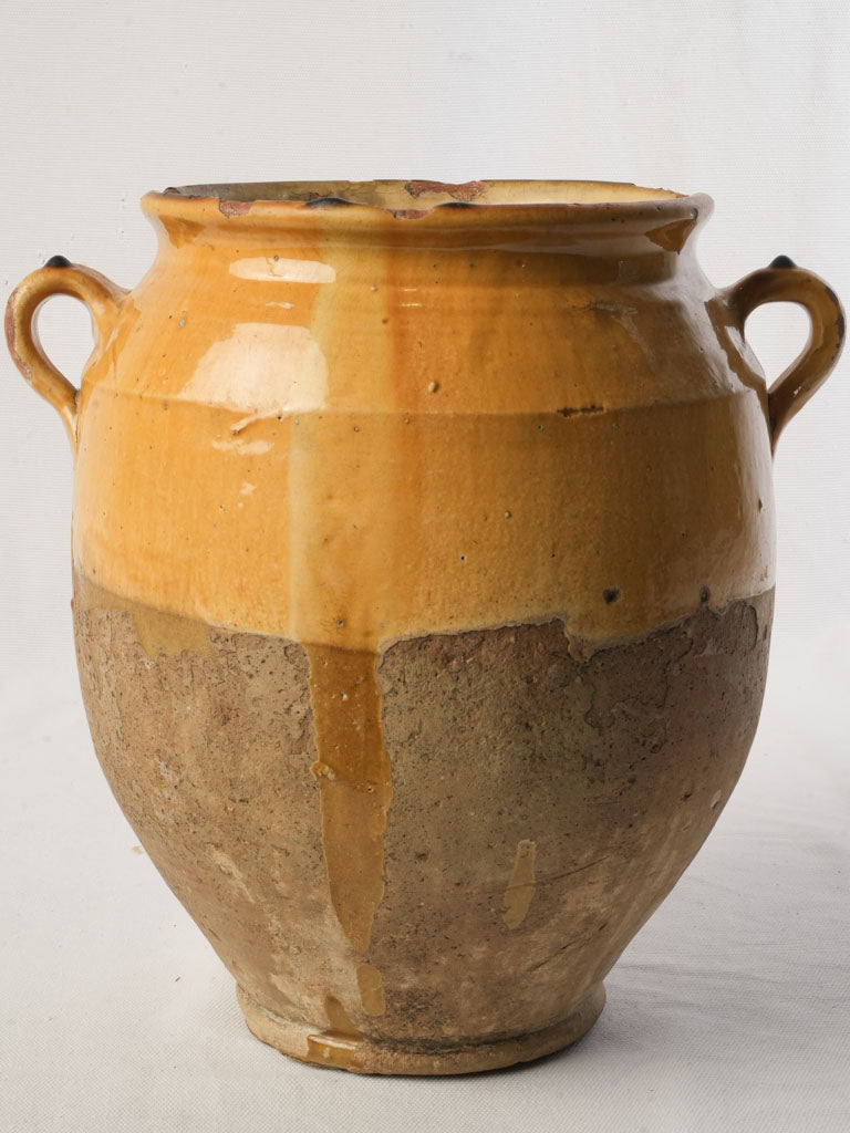 Large Yellow-Glazed Terracotta Confit Pot Circa 1900 - 11½"