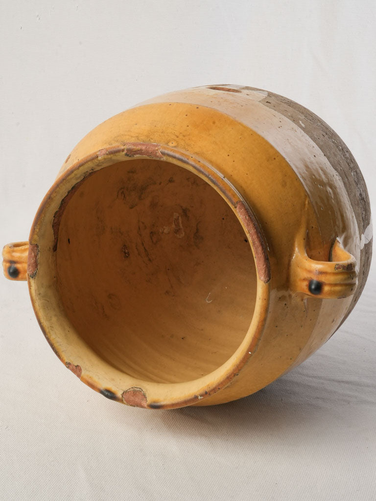 Large Yellow-Glazed Terracotta Confit Pot Circa 1900 - 11½"