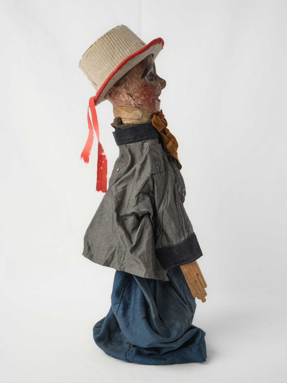 Set of Two 19th-Century French Guignol and Gnafron Hand-Carved Wooden Puppets - 18½"