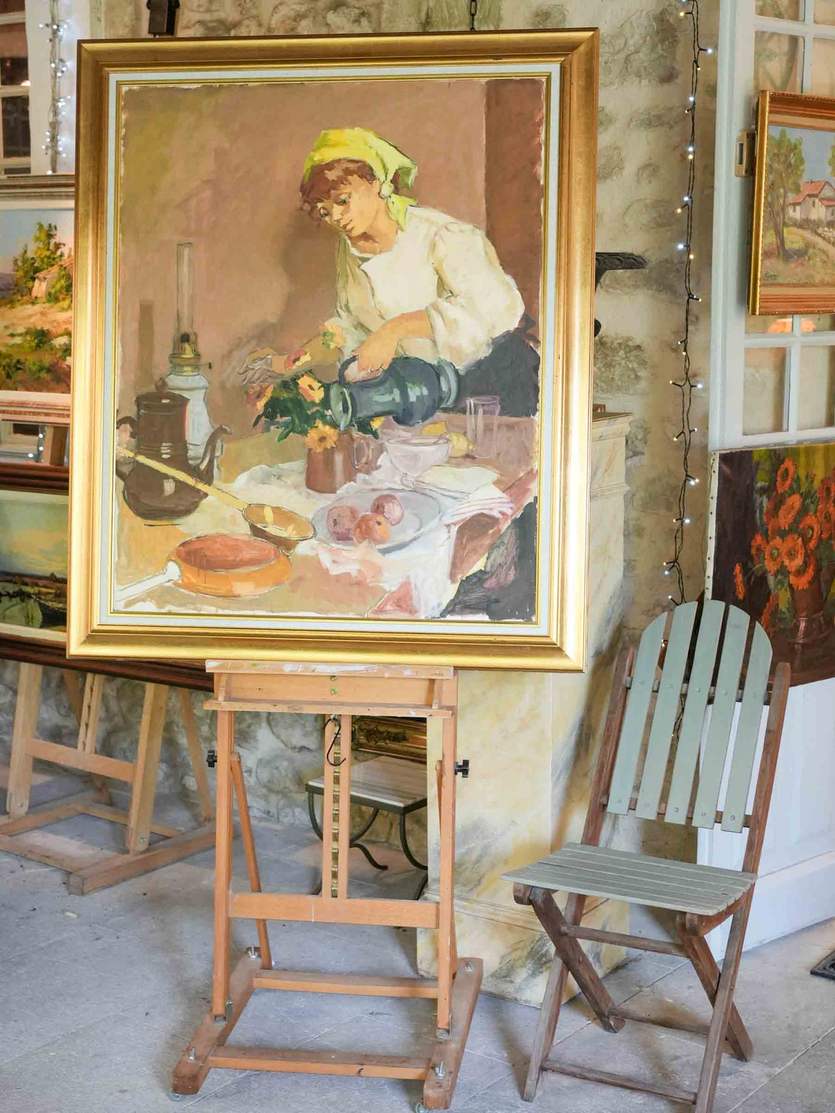 Contemporary vibrant kitchen scene artwork