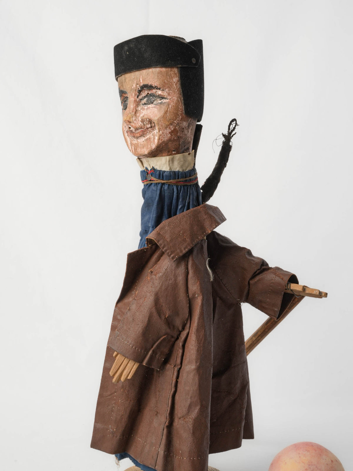 Set of Two 19th-Century French Guignol and Gnafron Hand-Carved Wooden Puppets - 18½"