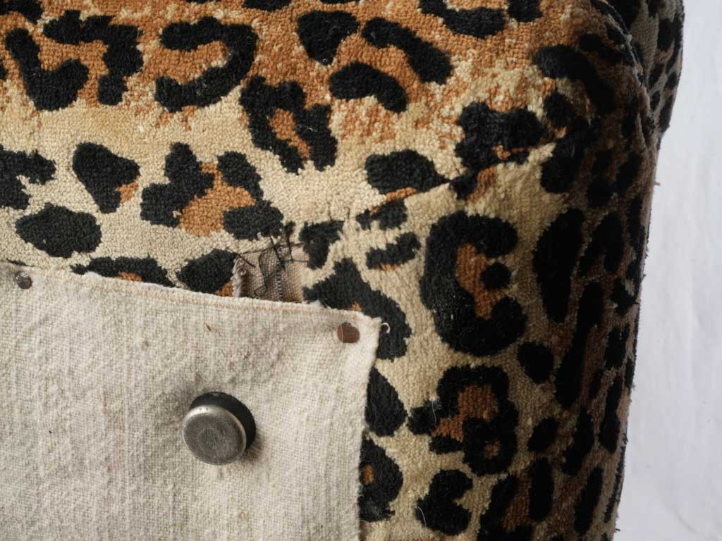 Chic cream-black tone poufs