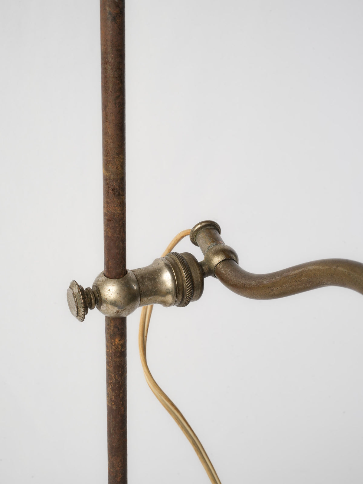 French Art Nouveau Adjustable Desk Lamp with Signed Muller Lunéville Pâte-de-Verre Shade - 21¼"