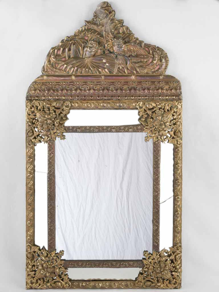 Antique hammered copper parclose mirror