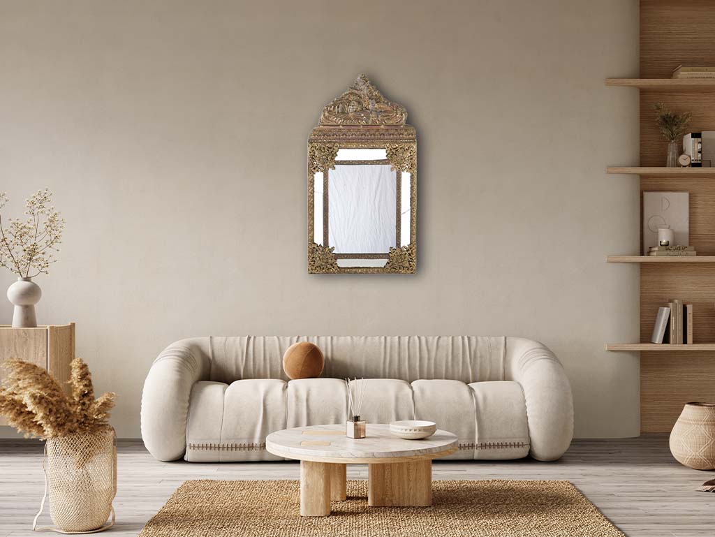 Rustic Louis XIII style repoussé mirror