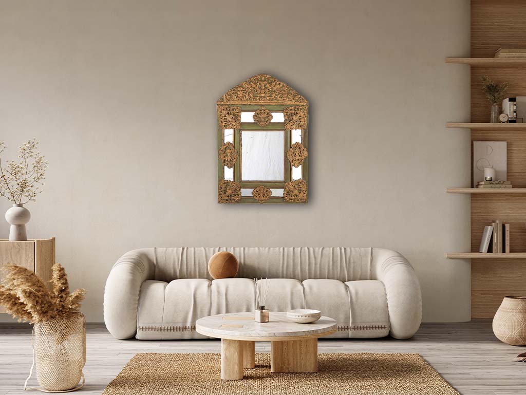 Aged Louis XIII style copper mirror