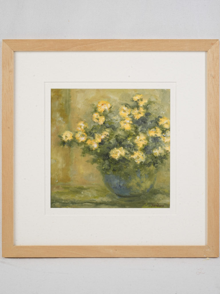 Contemporary Floral Painting By Karibou - “Un Cadeau” 15" X 15"