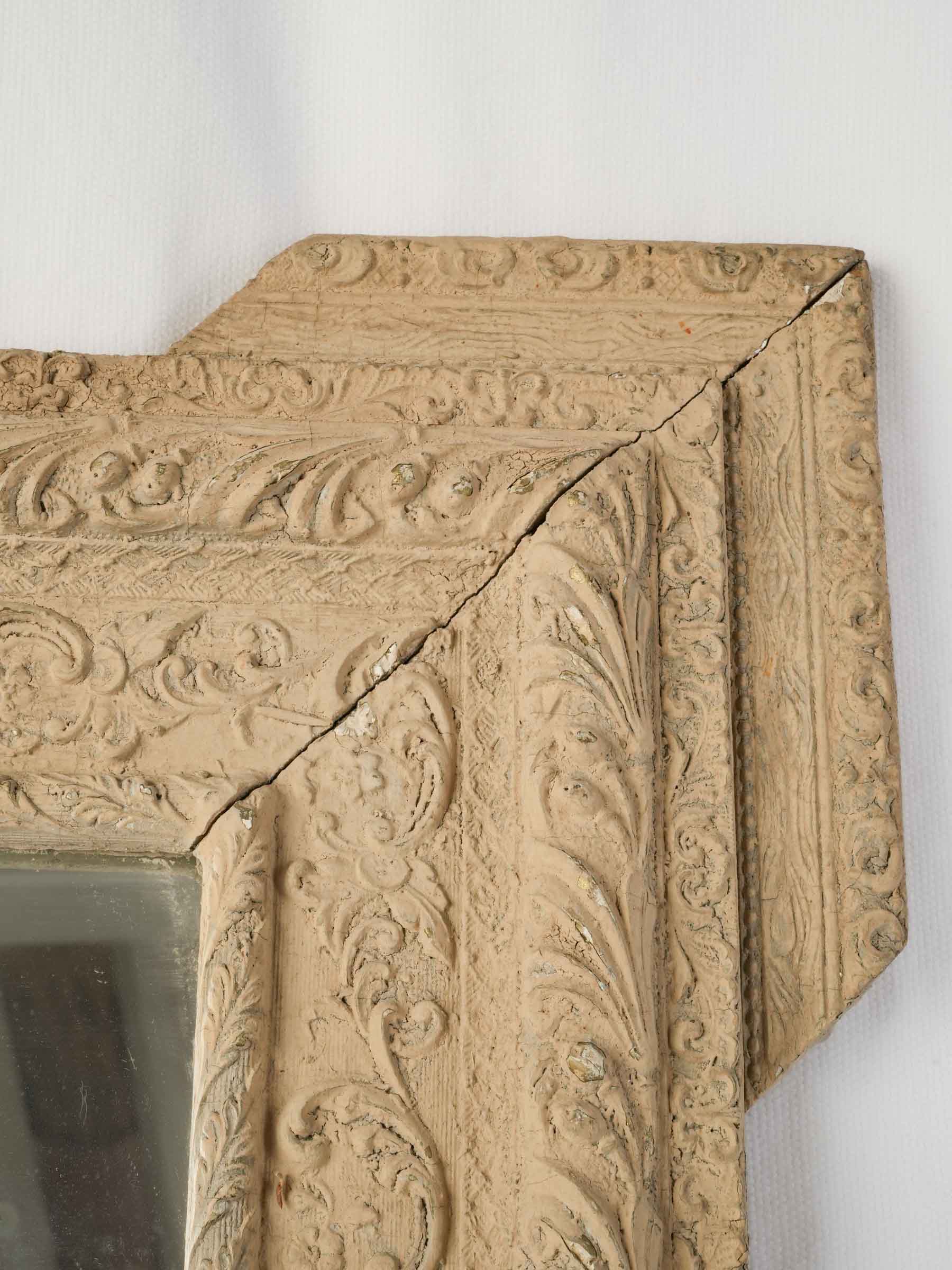 Petite French Napoléon III Sand-Coloured Painted Wall Mirror, Late 19th Century - 26½" x 21¾"