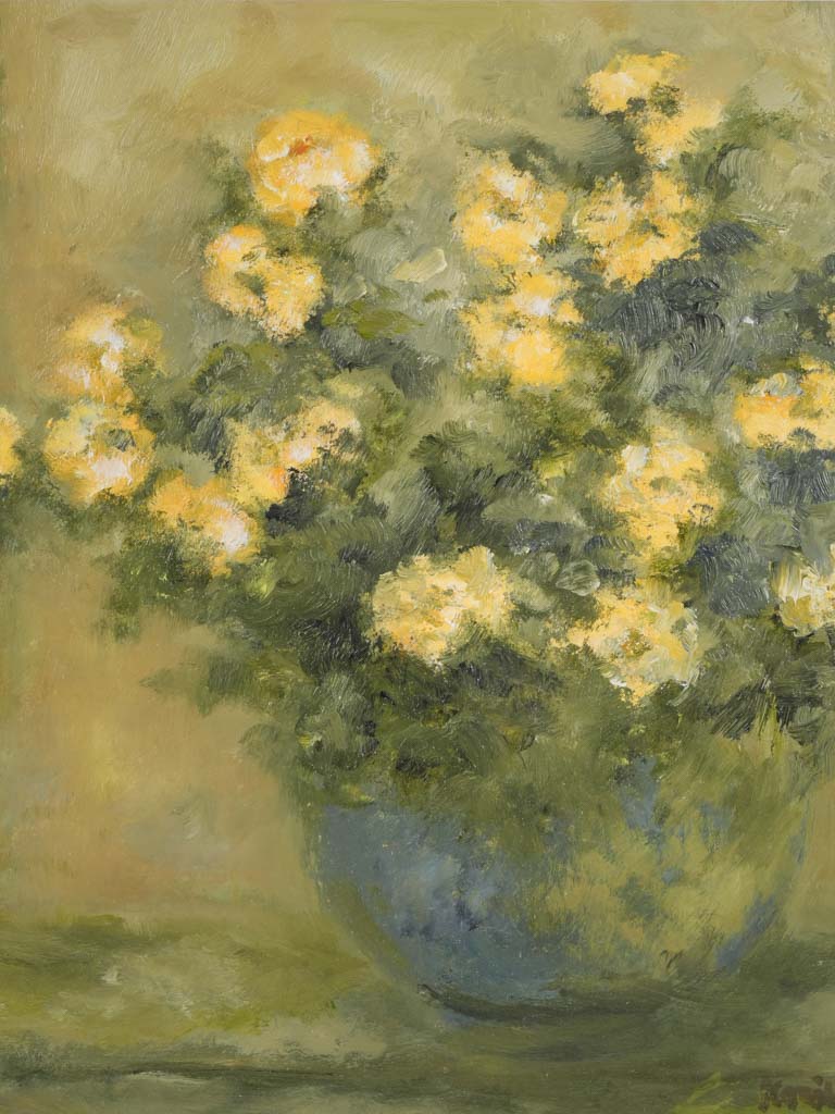 Contemporary Floral Painting By Karibou - “Un Cadeau” 15" X 15"