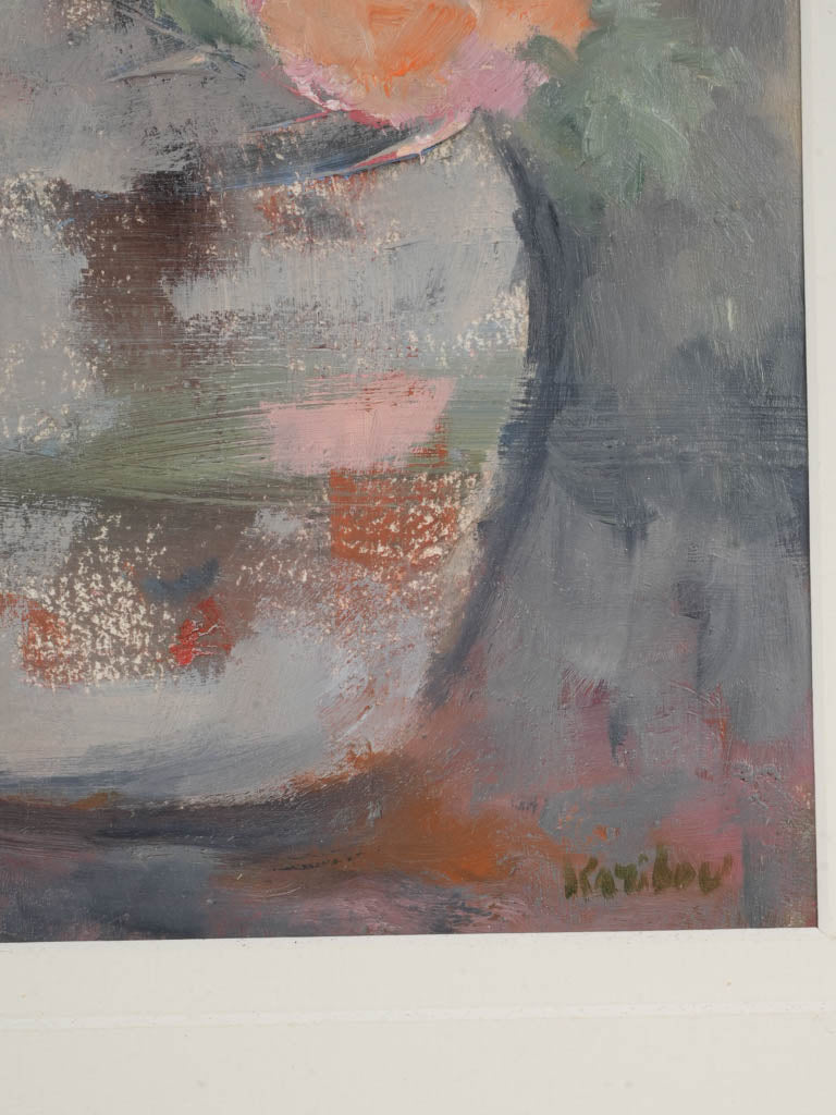 Contemporary Floral Painting By Karibou - “Le Bouquet De Susannah” 15¾" X 17"