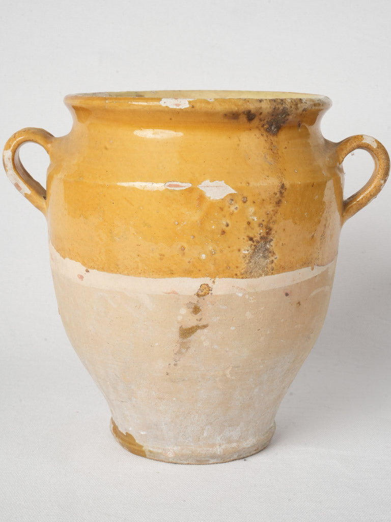 Antique ocher earthenware confit pot