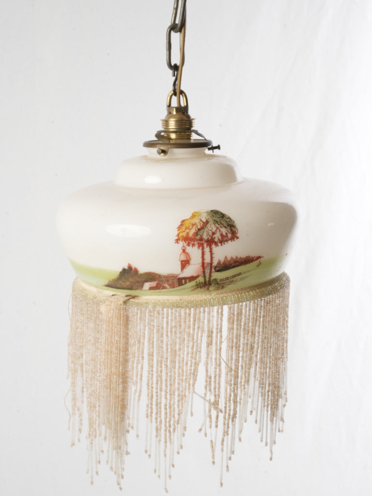 Patinated brass gallery hanging lamp