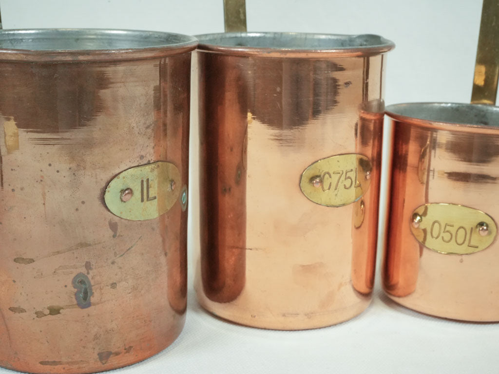 Authentic French Copper Liquid Measures