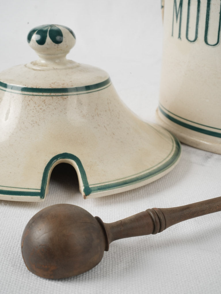 Vintage French wooden spoon crock