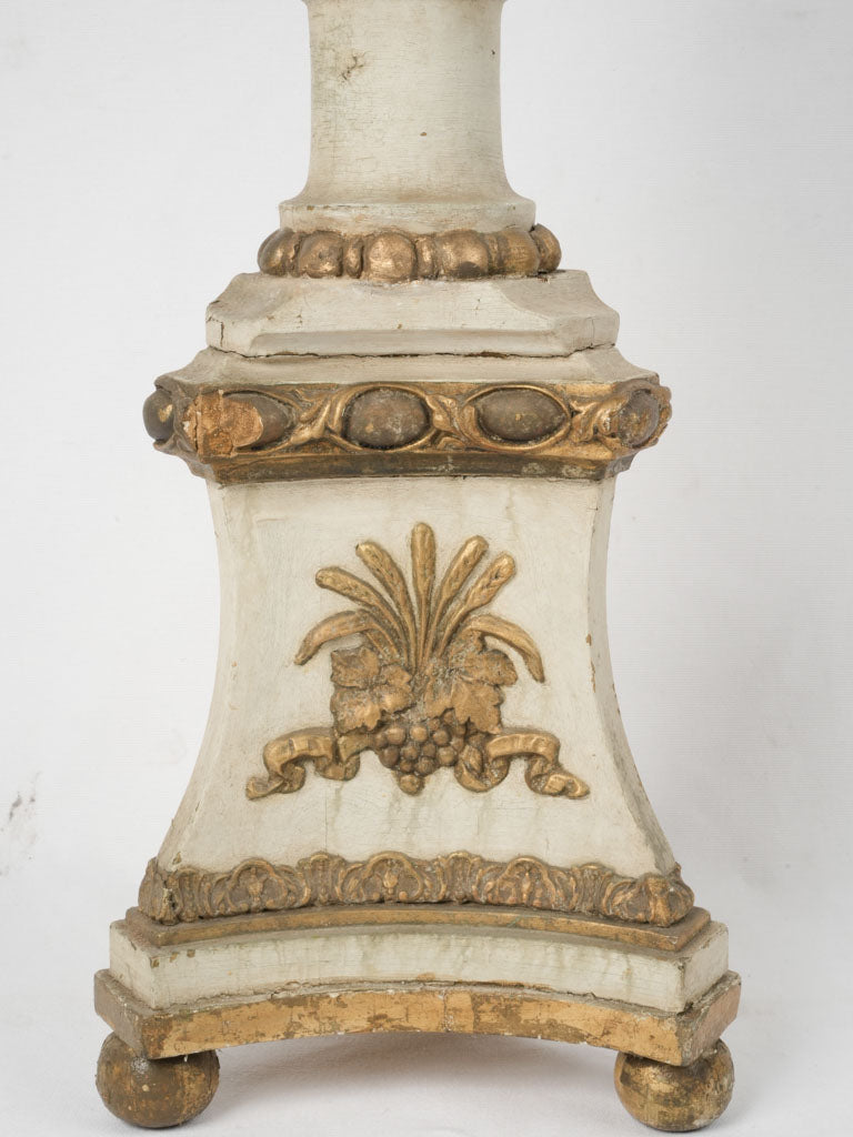 Antique Italian white & gold candlestick