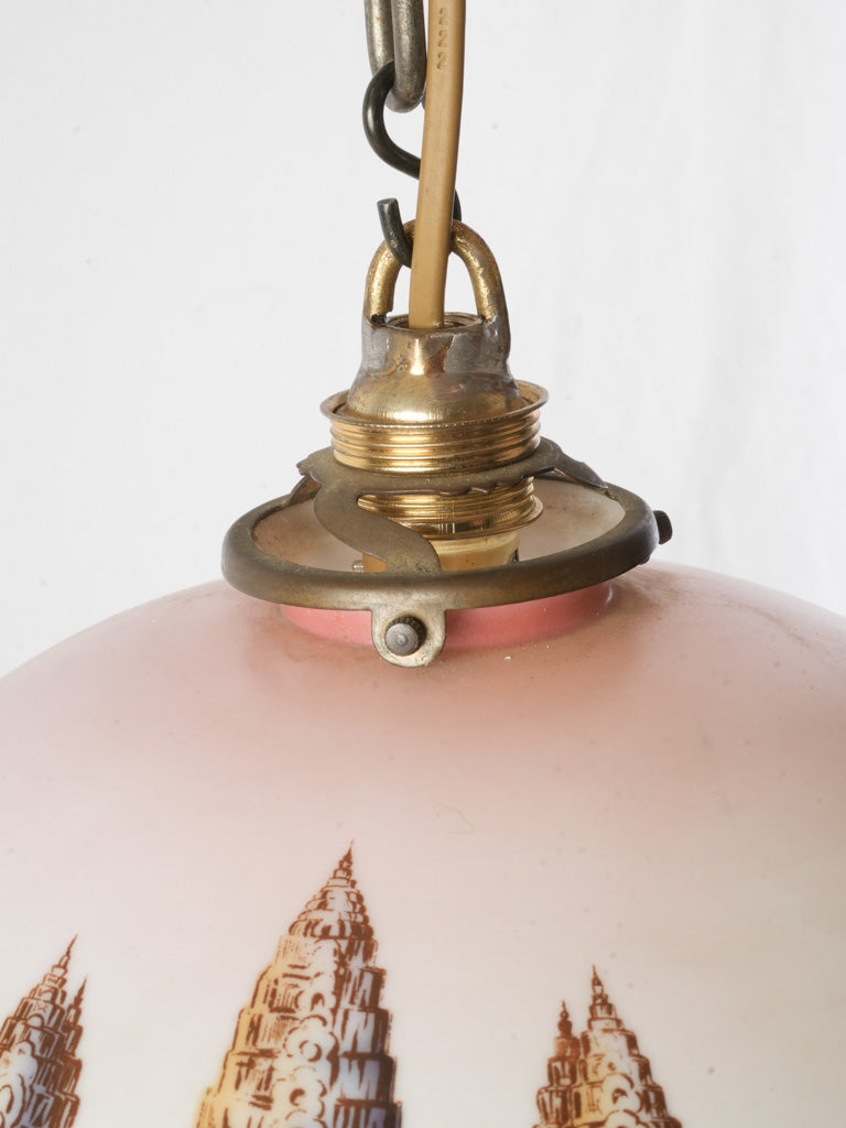 Soft rosy glow glass pendant