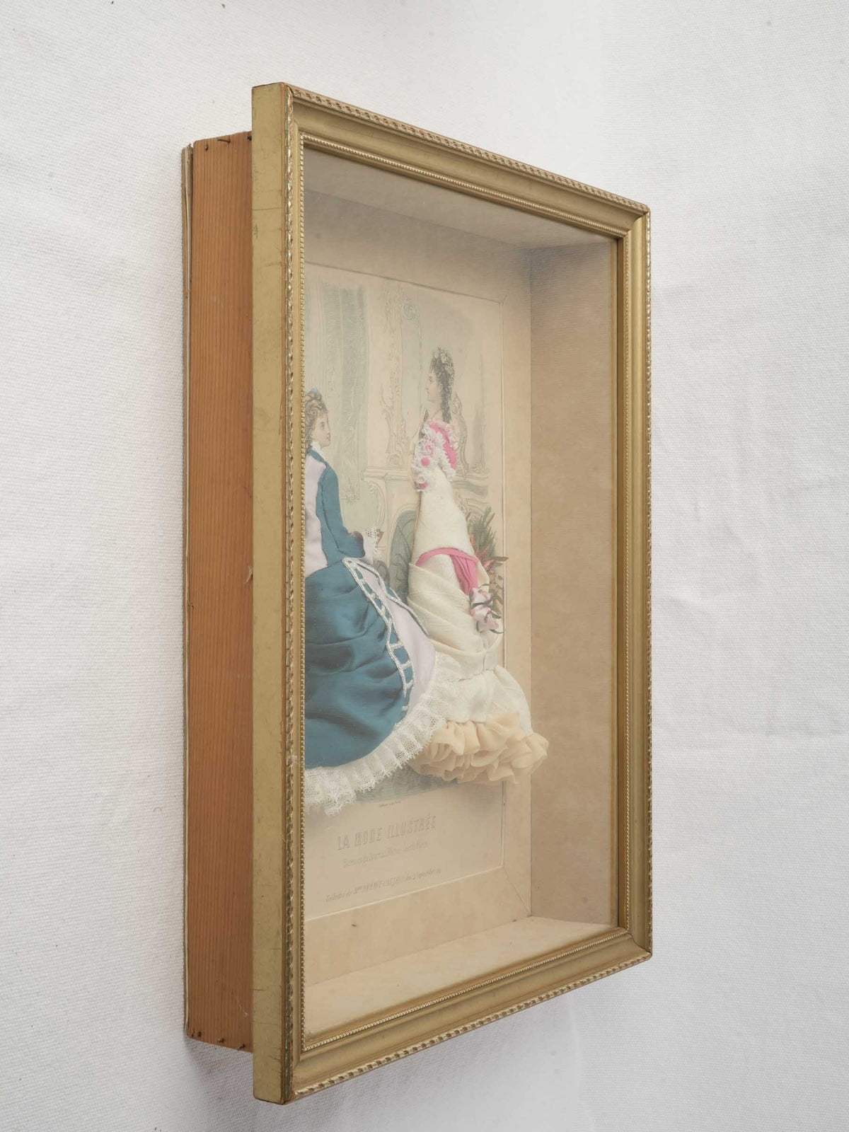Late 19th-Century French Fabric-Embellished Fashion Plate - 17¼" x 13½"