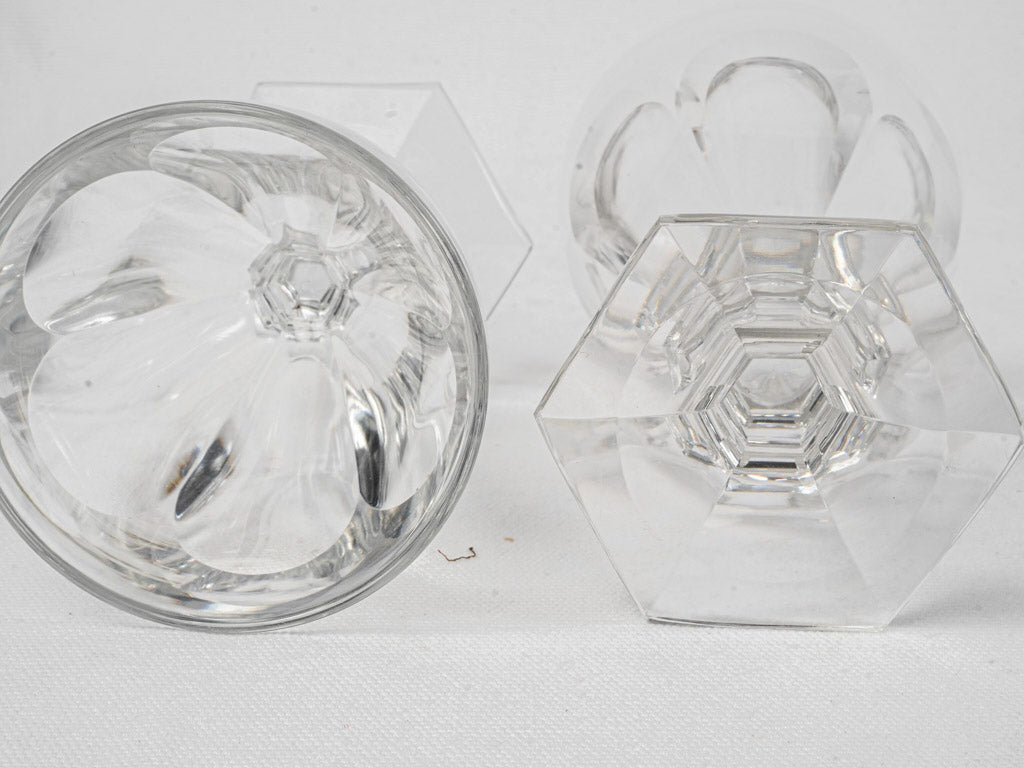 Artful Baccarat hexagonal foot goblets