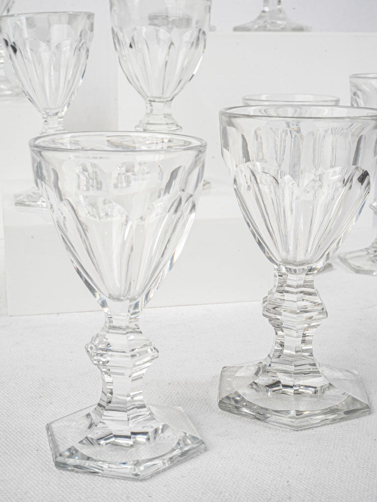 Set of Twelve Baccarat Harcourt Crystal Liqueur Glasses In Two Matching Sizes