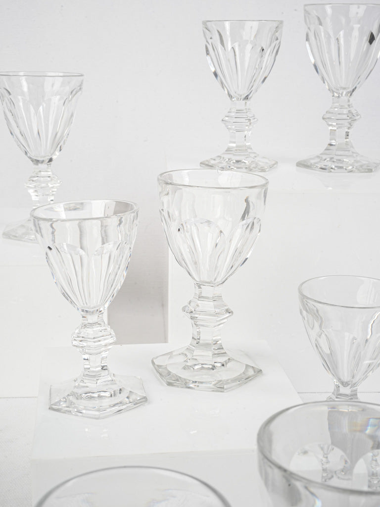 Set of Twelve Baccarat Harcourt Crystal Liqueur Glasses In Two Matching Sizes